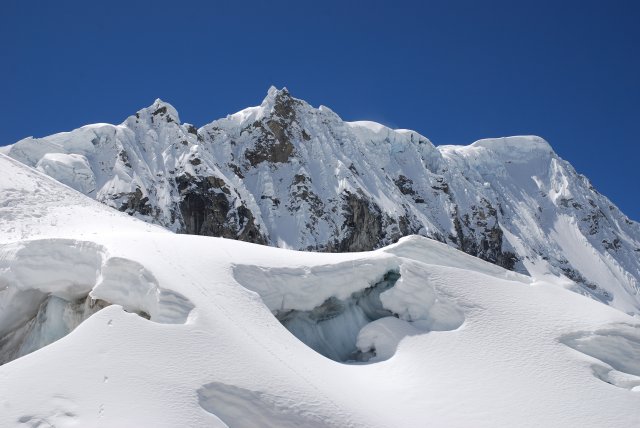 Le sommet depuis le bas du glacier
